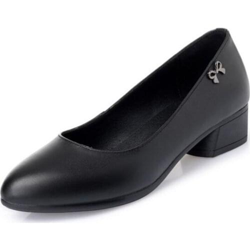 Hot 2020 New Spring Top Soft Cowhide High Heel Shoes Women Black Shoes Elegant Temperament Genuine Leather Shoes Large Size 43