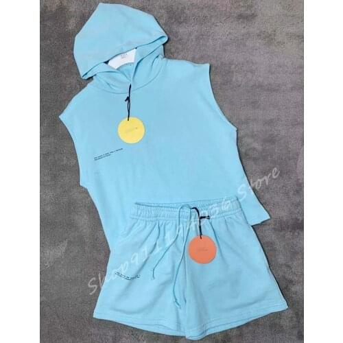 Ladies suit 2021 summer new style hooded sweater, casual shorts, two-piece casual sports suit