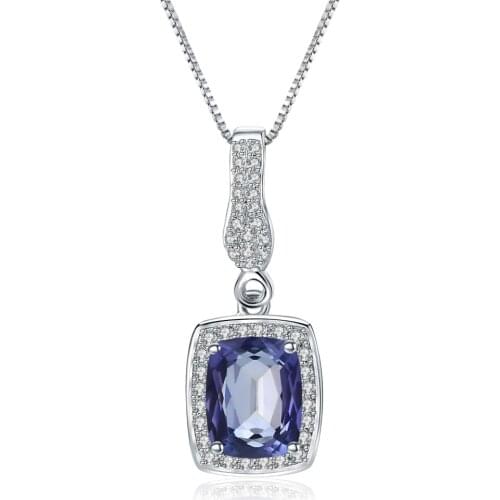 GEMS BALLET 3.66Ct Natural Iolite Blue Mystic Quartz Gemstone Pendant Necklace Womens Classic 925 Sterling Silver Fine Jewelry