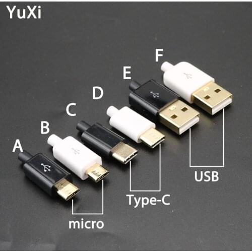 10Sets 5Pin Micro TYPE-C USB 2.0 Connector Male Plug 4 Pin Assembly Adapter Socket DIY Solder For phone charging Data Connection