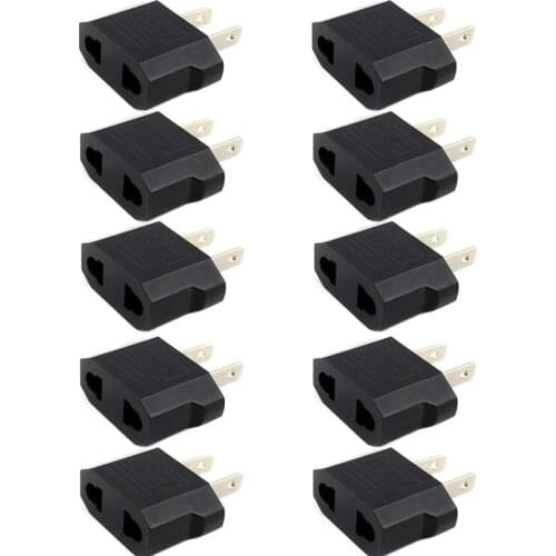 10pcs European Euro EU to US USA Plug Travel Charger Adapter Outlet Converter