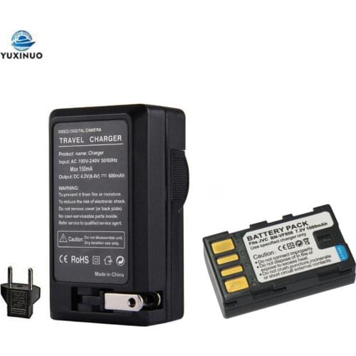 1000mAh BN-VF808 BN-VF808U BNVF808 Camera Battery + AC Charger For JVC BN-VF823 VF823U VF815 GZ-HD7 GZ-MG575 GZ-MG555 GR-D750