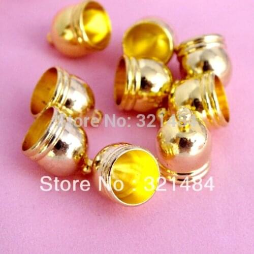 10x14mm 9mm hole Gold plated cord end caps for leather cord and suede leather tassel charms making