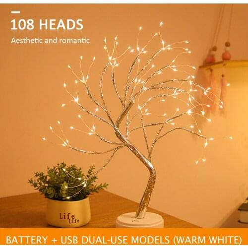 20 inch Tabletop Bonsai Tree Light USB or Battery Operated Touch Switch 108 LED Lamp Copper Wire Branch Light for Party Wedding