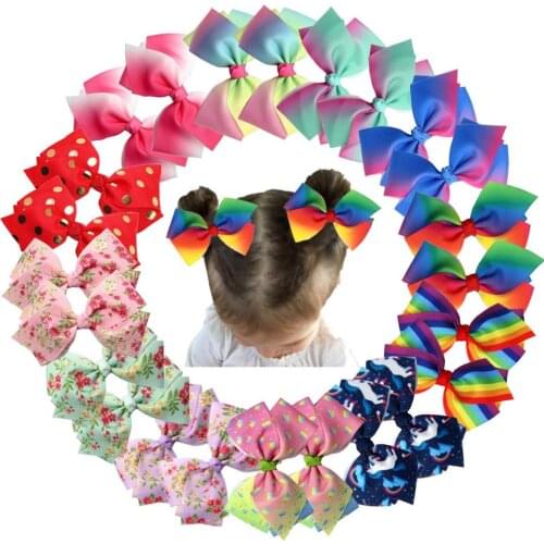 24Pcs 4.5 Inch Colorful Grosgrain Ribbon Bows with Alligator Hair Clips Pigtail Bows in Pairs for Baby Girsl Kids Children