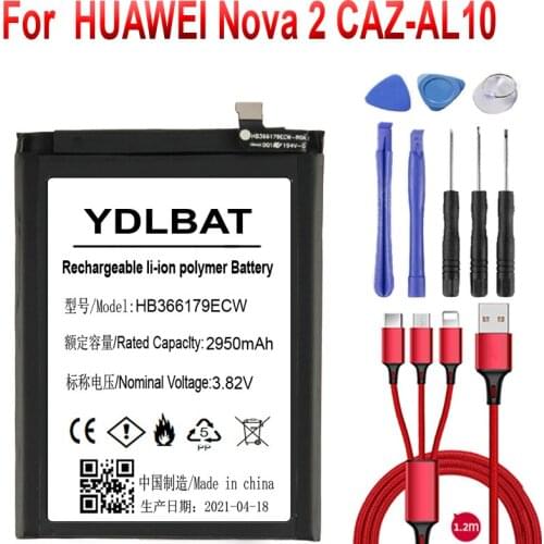 2950mAh HB366179ECW For HUAWEI Nova 2 CAZ-AL10 Nova2 PIC-AL00 PIC-TL00 PIC-L29 CAZ-TL00 PIC-LX9 PIC-L09+USB cable+toolkit