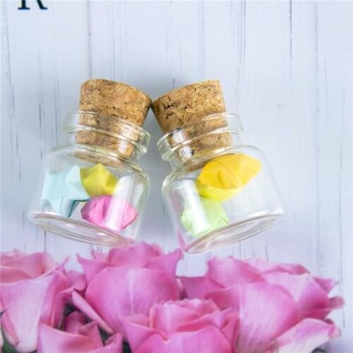 30X30X17 mm 10ml Empty Mini Glass Perfume Bottles Small Glass Jars With Cork Glass Vial Decorative Pendants 50 pcs