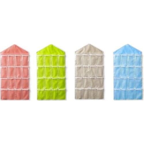 4 Colors 16 Pockets Clear Over Door Hanging Bag Hanger Storage Tidy Organizer For Home Bathroom Living Room Household Sundries