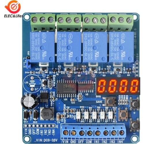 DC 8V-36V 4 Channel Multi-function Relay Module with red LED Display Optocoupler relay module