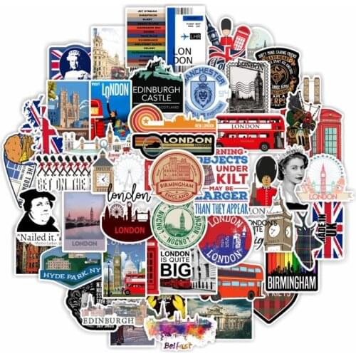 50PCS British Culture Stickers For Waterproof Decal Laptop Motorcycle Luggage Snowboard Fridge Phone Car Sticker