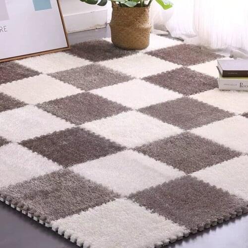 9 pcs/lot Winter Splicing Block Carpet Plush Foam Pad Children Fall Prevention Floor Mat Bedroom Living Room Household F8176