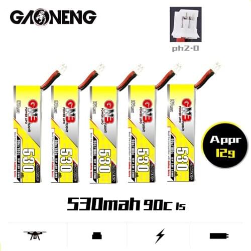 1-10Pcs Gaoneng GNB 1S 3.8V HV LiPo Battery 530mAh MAX 180C With PH2.0 Plug For RC Quadrotor Airplane FPV Racing Drone Parts