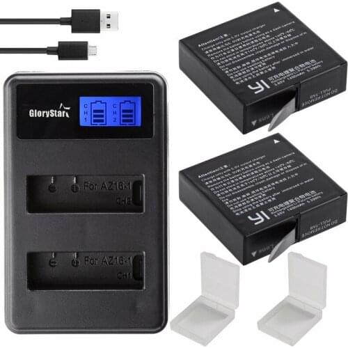 Original For Xiaomi YI 4K Battery AZ16-1 USB LCD Dual Charger Action Camera 2 4k+ Lite Accessories 1400mAh Rechargeable Battery