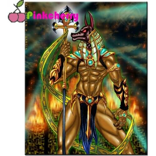 Anubis Doberman Egyptian Gods Rhinestone Diamond Painting cross stitch Full Square Round Drill Mosaic Embroidery Egyptian k285