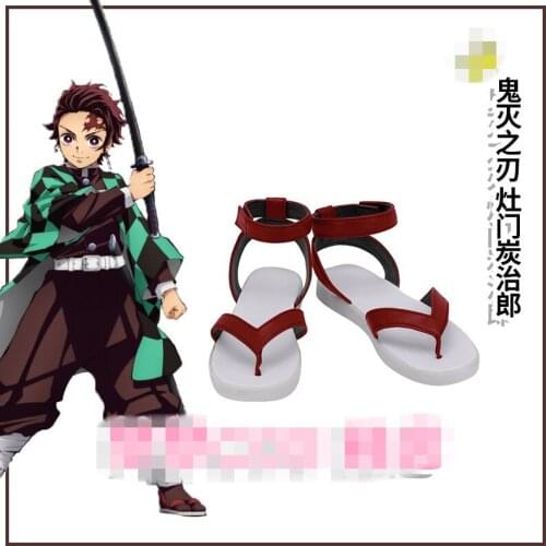 Anime Demon Slayer: Kimetsu no Yaiba Kamado Tanjirou Shoe Red Sandals Flip-flop A