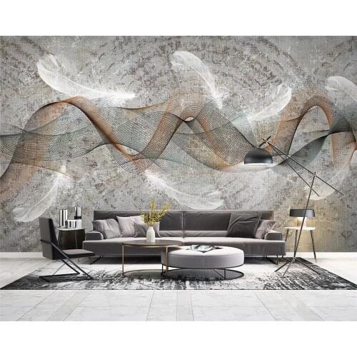 Beibehang Customized modern minimalist abstract feather line retro TV sofa background wallpaper wall papers home decor