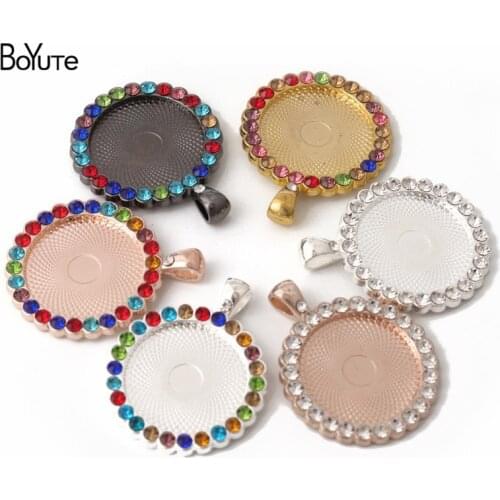 BoYuTe (5 Pieces/Lot) Fit 25MM 30MM Cameo Cabochon Crystal Pendant Base Diy Handmade Blank Tray Bezel Jewelry Accessories