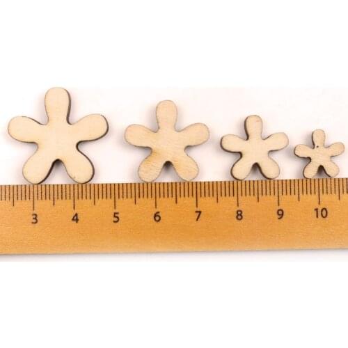 Wooden Flower Pattern Handmade Slices Crafts Accessory Home Decoration Scrapbooks Painting DIY Mix Wood Ornaments 15-30mm 50pcs