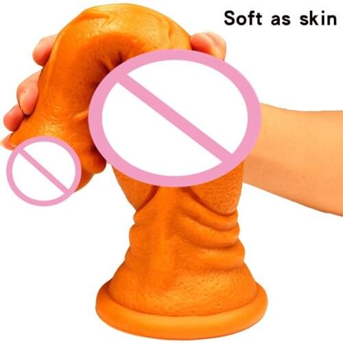 Long dildo big realistic soft penis with sucker sex toys adult female vagina massage female 18