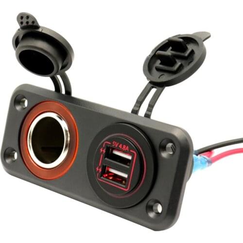 Dual USB Quick Charge Cigarette Lighter Adapter Waterproof for Car, Marine, Boat