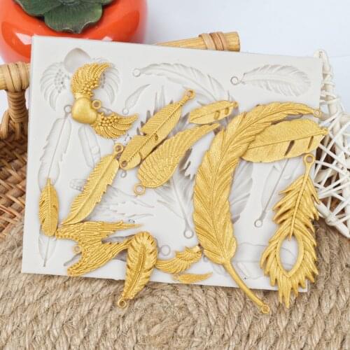 Leaves Feather Shape 3D Craft Relief Chocolate Confectionery Silicone Mold Fondant Cake Kitchen Decorating DIY Tools