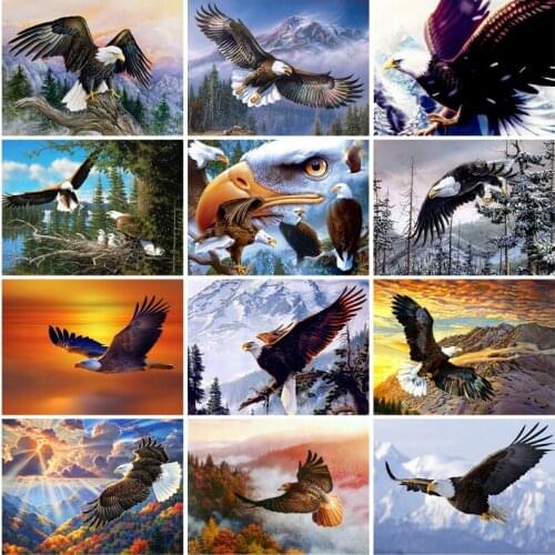 Diy Full Drill Round Rhinestones Animal Eagle In Sunset Sky Diamant Painting Embroidery Home Decor Handmad Gift Diamond Painting