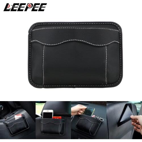 Cards Mobile Phone Collecting Sticky Bag Car Storage Box Interior Accessories Universal Car Pouch Bags Organizer PU Leather