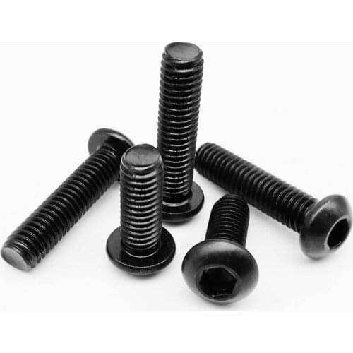 2/50pcs ISO7380 M2 M2.5 M3 M4 M5 M6 M8 Black 304 Stainless Steel Hexagon Hex Socket Button Allen Head Screw Bolt Length 3-60mm