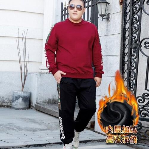 Winter Mens Thick Fleece Lined Sweatshirts + Pants Two Piece Sets Jogger Sportswear Oversize Male Tracksuit Warm Suit M-9XL