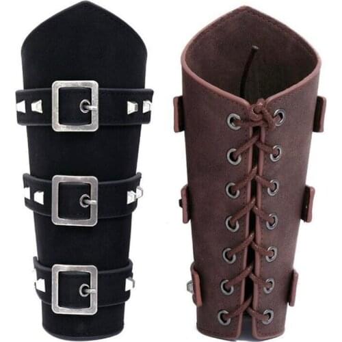Medieval Knight Cosplay Costumes Armband Leather Retro Punk Wide Archery Arm Guard Viking Bracer Gothic steampunk Accessories
