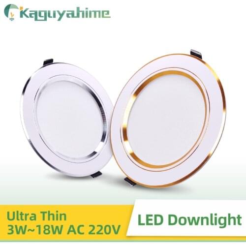 K-RU Downlight 3W 5W 9W 12W 15W 18W LED Downlight AC 220V Gold Silver White Ultra Thin Aluminum Round Recessed LED Spot Lighting