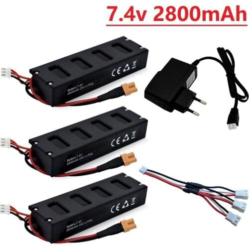 7.4v 2800mah Li-po Battery and Charger For MJX R/C Bugs 3 B3 Drone 7.4V Battery for MJX B3 RC Quadcopter Spare Parts Accessories