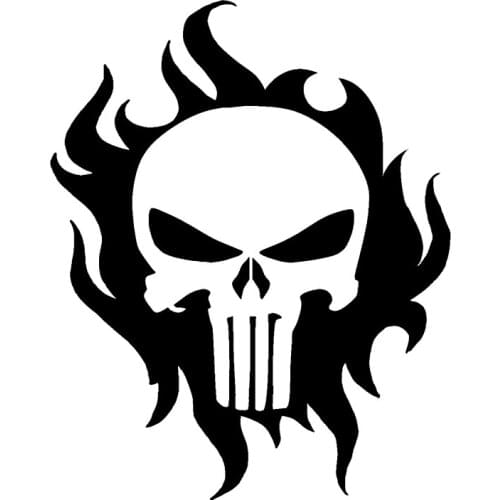 Cute Flame Skull Graphic Decals High Quality Car Window Decoration Personality Pvc Waterproof Decals Black/white, 16cm*13cm