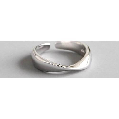 Minimalism 1pc Authentic 925 Sterling silver Geometric Mobius Twisted Ring Charm Fine jEWELRY r J9