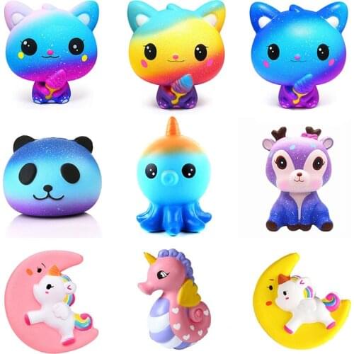 Kawaii Cartoon Galaxy Cute Deer Squishy cat jumbo Toys Slow Rising Cream Scented Squeeze Toys Novelty Gift For Children Gifts