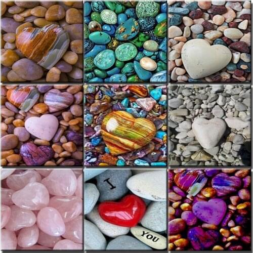 Oil Painting Canvas For Adults Kit Picture With Frame Acrylic Paints Coloring By Number Drawing Diy Colorful Stones Home Decor