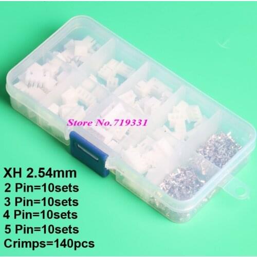 40 sets Kit in box 2p 3p 4p 5 pin 2.54mm Pitch Terminal / Housing / Pin Header Connector Wire Connectors Adaptor XH Kits