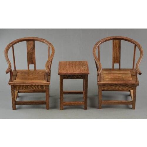 Old China Handwork suanzhi Carving Rare Lucky A Set Of Table & Chair Model