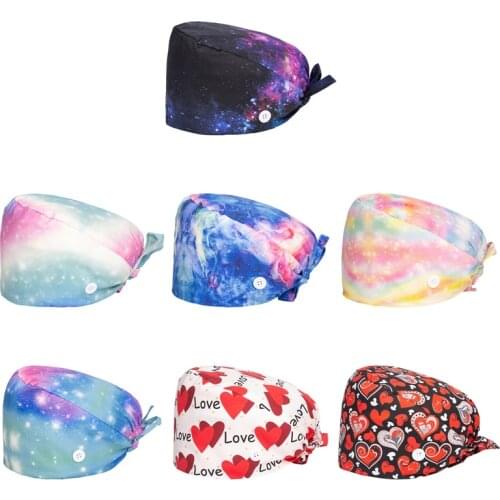 2021 New Heart Embroidery Nurse Hat For Women Men gorros quirurgic Salon Pharmacy Bonnet Caps Lab Pet Doctor Surgicals Cap