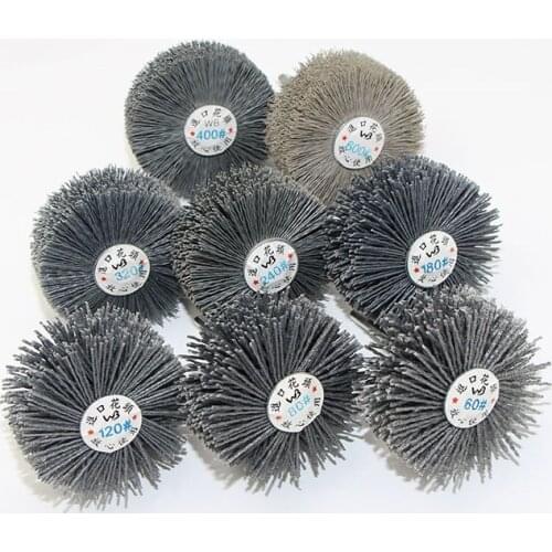 New 2pcs OD85*6mm shaft Nylon Abrasive Grinding Wheel 60#-600# Polishing Brush for Wood Furniture Sculpture Grinding Tool