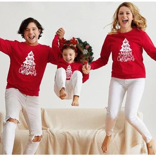 Family Matching Outfits Winter New Christmas Theme Christmas Tree Sweater T Shirt Father Mother Kid Boy Girl Couples Home Clothe