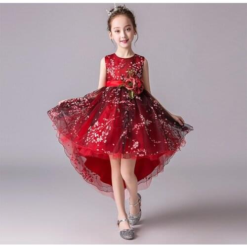 Flower Girls Wedding Bridesmaids' Tail embroidered banquet Bridesmaid Dress Girls'Campus Graduation Dance Party Tail Dress