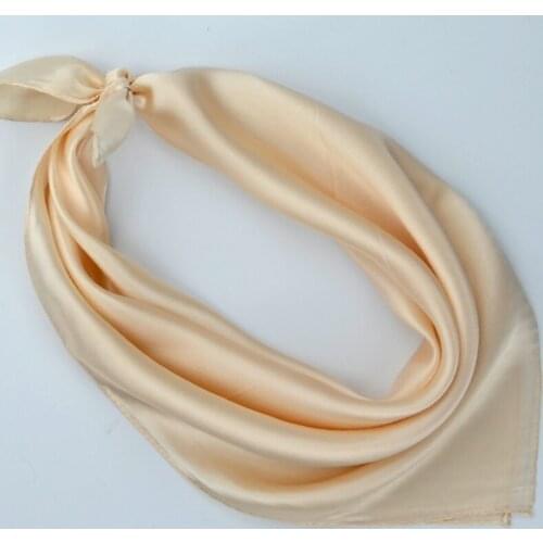 Plain Small Square Silk Scarf 53*53cm Hot Sale Women Crepe Satin Silk Scarves Spring Summer All-Match Ladies Pure Silk Scarves