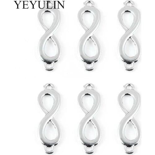 10 Pcs Infinity Symbol Shape Silver Plated Color Alloy Connectors For DIY Jewelry Making Fashion Necklace Bracelet Accessories