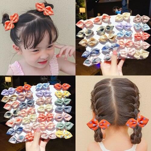 Baby girls bowknot hairpin girl suit fabric grid head hairpin hair BB clip bang broken hair headwear children children