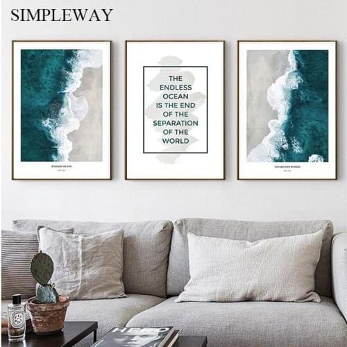 Scandinavian Decoration Picture Wall Art Poster Ocean Waves Sea Beach Landscape Canvas Print Painting Nordic Living Room Decor