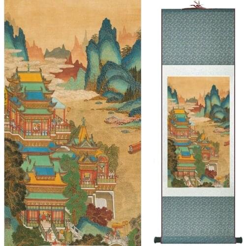 Old fashion painting landscape art painting Chinese traditional art painting China ink painting2019082210