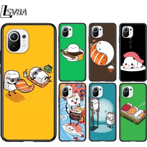 Sushi Pug for Xiaomi Mi 11 10T Note 10 Ultra 5G 9 9T SE 8 A3 A2 A1 6X Pro Play F1 Lite 5G Black Phone Case