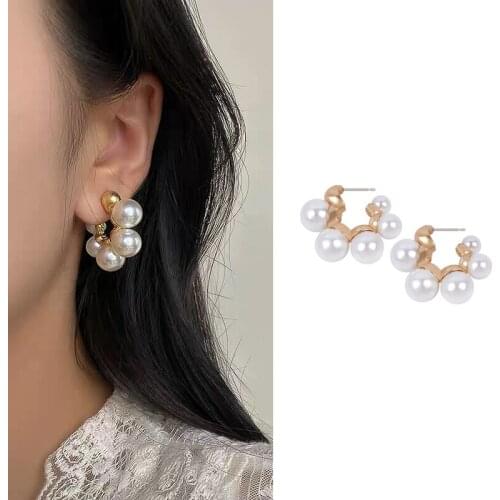 Large Pearls Dangle Earrings For Women Girls Baroque Elegant Luxurious French Style Pearl Earrings Party Fashion Jewelry Gifts