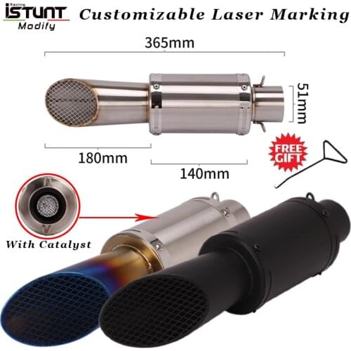 51mm motorcycle pipe exhaust GP project cafe racer With Catalyst Motorcycle Exhaust Pipe Muffler for R6 trk502 Duke MT09 Exhaust